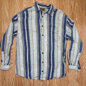 Bear River Workwear Blue and White Striped Casual Button Down Shirt